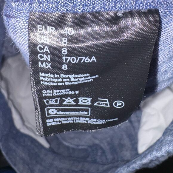 H&M Logo Women’s Pull On Lounge Pants Blue Light Linen size 8 - Picture 4 of 5